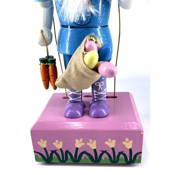 Kurt Adler Easter Rabbit Nutcracker Bunny Musical Music Box Hand Painted 12" - Picture 4 of 10